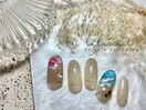 ハイビスカス×浜辺アート