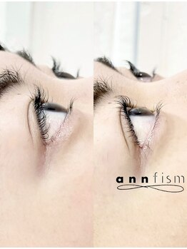 アンフィズム(annfism)の写真/「すぐ落ちる」は卒業!圧倒的キープ力で上向きまつ毛が続く♪口コミ高評価の実力派サロン★