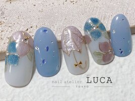 W-686 レース傘×紫陽花ネイル