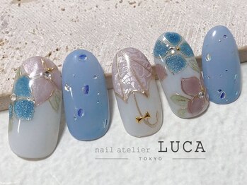 W-686 レース傘×紫陽花ネイル