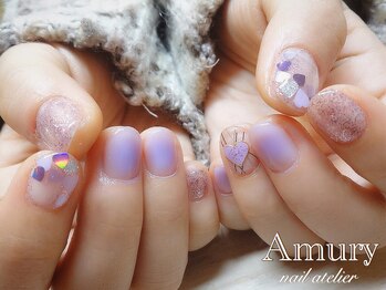 アミュリー ネイル アトリエ(Amury nail atelier)/パープルチーク&ハートネイル♪