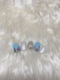 水色キラキラネイル♪
