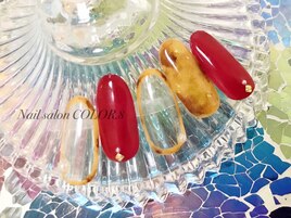 ニュアンス、べっ甲、ボルドー