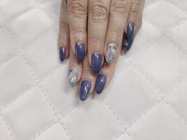 くすみブルー×マーブル
