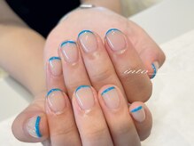 ネイルサロン イントゥ(into_)/細スキニーフレンチ　ブルー