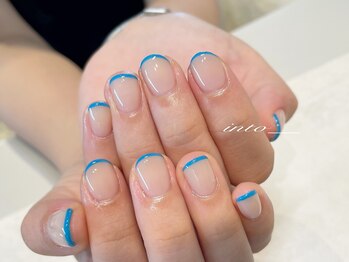ネイルサロン イントゥ(into_)/細スキニーフレンチ ブルー