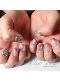 クリア×シルバーネイル