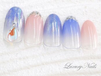 ラグジュアリーネイルズ オオミヤ(Luxury Nails Omiya)/ユニコーン*ガラスフレンチ