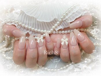 ネイルアンドまつげエクステ リッチエイト 原宿店(Rich8)/ちゅるんワンカラー×リボン