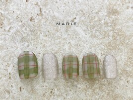 4)7000円 チェックネイル 1023c