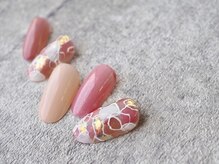 カトルナフ(quatre fois neuf)/大人ピンクのガラスアートネイル