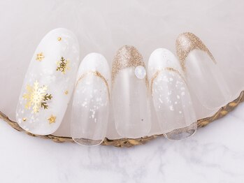 モンスリール 麻布十番(Mon Sourire)/ホワイト結晶フレンチネイル