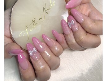 フェイスェンネイルズ(FAITHN'NAILS)/ピンクリボンネイル