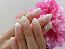ネイルサロンミキ 横浜(MIKI)/ブライダル手描きレース3D花成人