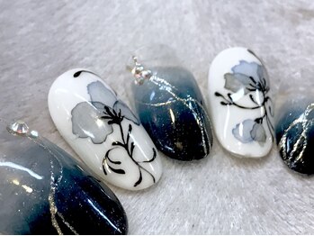 ビービーネイル(BB)/大人水彩フラワー