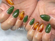 イチイチイチイチネイル(1111nail)/琥珀×グリーン♪