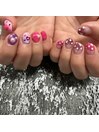 《ハンド》ピンクハートネイル