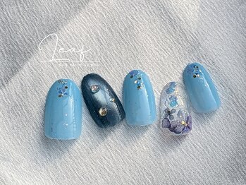 リーフ バイ エムジーエイチ(Leaf by MGH)/定額L|ブルー紫陽花ネイル