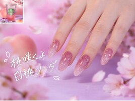 桜 咲くよ 白桃 ソーダネイル