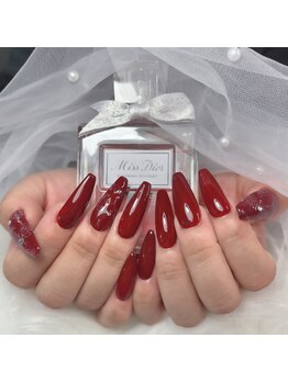 ハニーネイル(Honey nail)/スカルプワンカラー＋4本アート