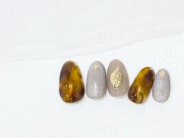 べっ甲ネイル/金箔ネイル