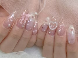 リボン×ハートネイル