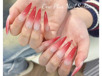 ワン プラス(ONE PLUS)/長さ出し赤グラデーション