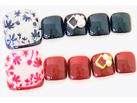 ワンカラー＋ボタニカル柄