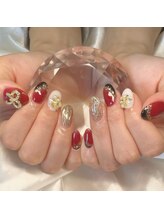 ネイルサロンEUB/レッド×成人式ネイル