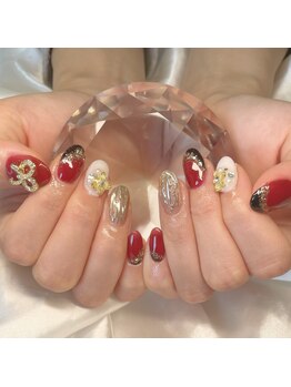 レッド×成人式ネイル