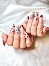 ナナズネイル 魚町店(NANA’sNail)/ハート×ストーン敷き詰め