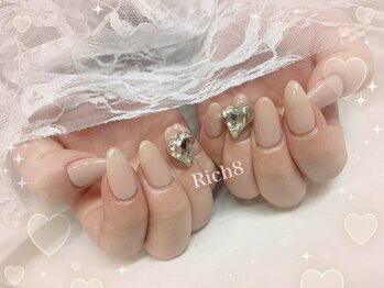 ネイルアンドまつげエクステ リッチエイト 原宿店(Rich8)/ワンカラー×ハートストーン
