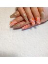 オレンジ大理石柄