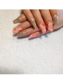 オレンジ大理石柄