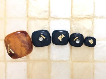 ムーネイル(mou nail)/とろみべっ甲で秋ネイル