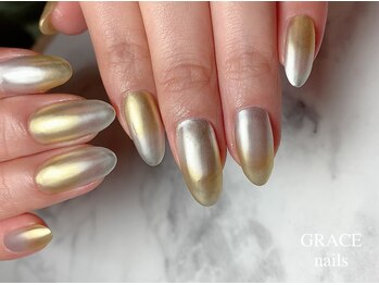 グレース ネイルズ(GRACE nails)/ミラーをマットコートで