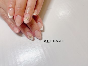 ホワイトネイル 武蔵小杉店(WHITE NAIL)/フレンチ/マグネットリボン