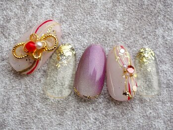 カトルナフ(quatre fois neuf)/金箔きらめく水引アートネイル