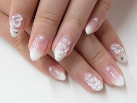 ブライダル花嫁様ネイル薔薇3D花