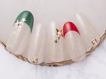 モンスリール 麻布十番(Mon Sourire)/クリスマスカラーフレンチネイル