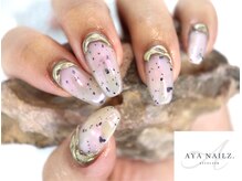 アヤネイルズ アンド アイラッシュ(AYA NAILZ.＆Eyelash)/ダルメシアンネイル８８００円