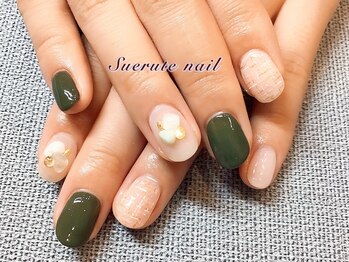 スエルテ ネイルサロン 北千住店/緑が似合う天然石ネイル ¥7000