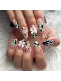 迷彩柄フレンチネイル