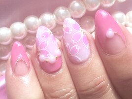 桜フレンチ＆単色ネイル