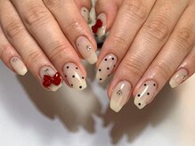 アイネイルズ 三宮店(I nails)/ドット赤りぼん￥7580