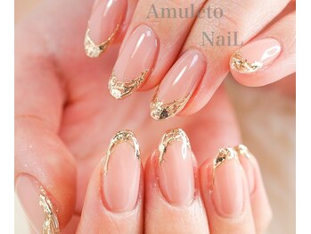 アムレート ネイル 蕨(Amuleto NaiL)/ミラー＆金箔フレンチ