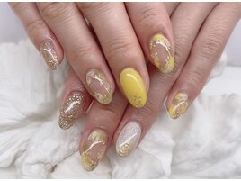 (中原)イエローフラワーネイル