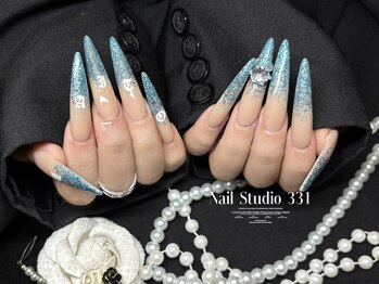 サンサンイチ 関内店(331)/ギャルネイル☆水色ラメグラデ