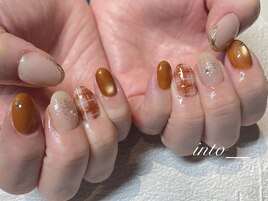 チェック　マグネット　ブラウン