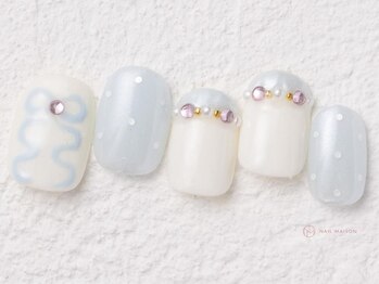 ネイルメゾン 新宿店(NAIL MAISON)/リボンフレンチガーリー￥7800